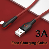 3A 90 kraadi USB laadija kaabel küünarnukk andmeedastuskaabel iPhone 6 7 8 Plus 11 12 13 Pro Max X XR iPadi kiirlaadimisjuhe 2 m
