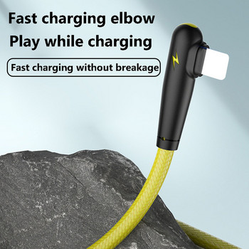 3A Καλώδιο φορτιστή USB 90 μοιρών Καλώδιο μεταφοράς δεδομένων Ebow για iPhone 6 7 8 Plus 11 12 13 Pro Max X XR iPad Fast Charging Cord 2m