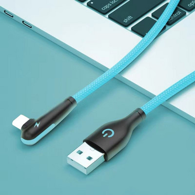 3A 90 kraadi USB laadija kaabel küünarnukk andmeedastuskaabel iPhone 6 7 8 Plus 11 12 13 Pro Max X XR iPadi kiirlaadimisjuhe 2 m