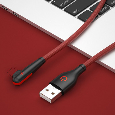 3A 90 kraadi USB laadija kaabel küünarnukk andmeedastuskaabel iPhone 6 7 8 Plus 11 12 13 Pro Max X XR iPadi kiirlaadimisjuhe 2 m