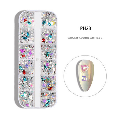 12 grile/cutie Cristal Nail Art Strass Sticla SS4-SS16 Pietre pentru unghii Shiny Flatback 3D DIY Nail Art Decoration