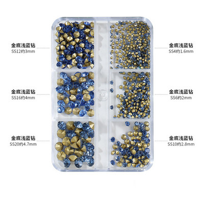 12 grile/cutie Cristal Nail Art Strass Sticla SS4-SS16 Pietre pentru unghii Shiny Flatback 3D DIY Nail Art Decoration