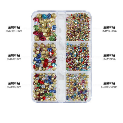 12 grile/cutie Cristal Nail Art Strass Sticla SS4-SS16 Pietre pentru unghii Shiny Flatback 3D DIY Nail Art Decoration