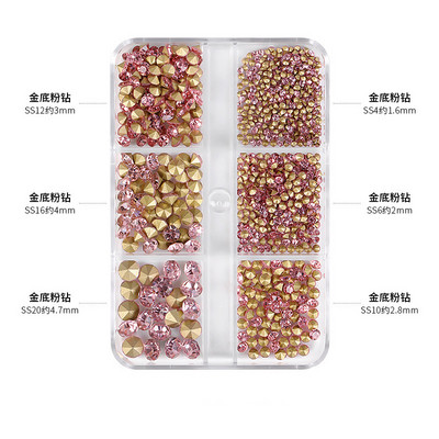 12 grile/cutie Cristal Nail Art Strass Sticla SS4-SS16 Pietre pentru unghii Shiny Flatback 3D DIY Nail Art Decoration