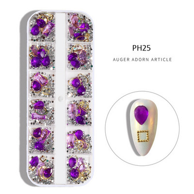 12 grile/cutie Cristal Nail Art Strass Sticla SS4-SS16 Pietre pentru unghii Shiny Flatback 3D DIY Nail Art Decoration