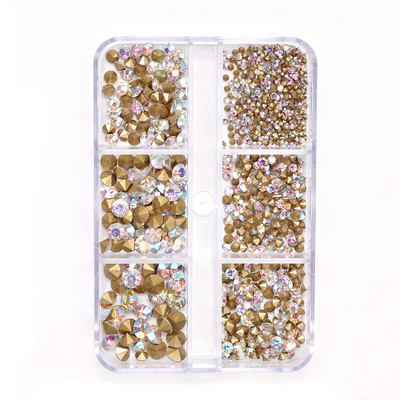 12 grile/cutie Cristal Nail Art Strass Sticla SS4-SS16 Pietre pentru unghii Shiny Flatback 3D DIY Nail Art Decoration