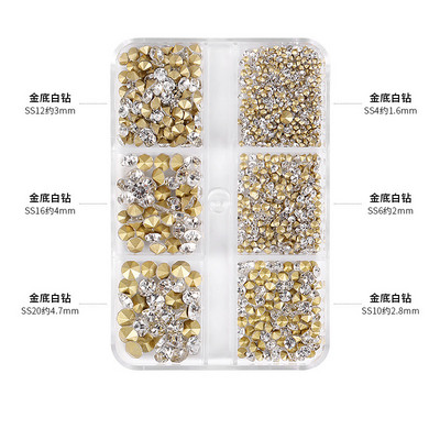 12 grile/cutie Cristal Nail Art Strass Sticla SS4-SS16 Pietre pentru unghii Shiny Flatback 3D DIY Nail Art Decoration