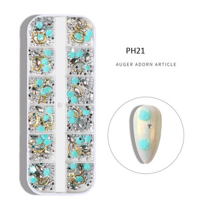 12 grile/cutie Cristal Nail Art Strass Sticla SS4-SS16 Pietre pentru unghii Shiny Flatback 3D DIY Nail Art Decoration