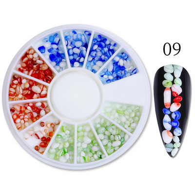 Nagu Rhinestone Mazas neregulāras krelles jauktu krāsu akmens manikīrs 3D nagu mākslas rotājumi uz riteņu nagiem aksesuāri manikīrs
