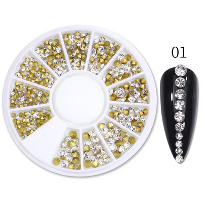 Nagu Rhinestone Mazas neregulāras krelles jauktu krāsu akmens manikīrs 3D nagu mākslas rotājumi uz riteņu nagiem aksesuāri manikīrs