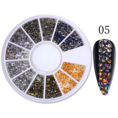 Nagu Rhinestone Mazas neregulāras krelles jauktu krāsu akmens manikīrs 3D nagu mākslas rotājumi uz riteņu nagiem aksesuāri manikīrs