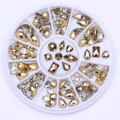 Nagu Rhinestone Mazas neregulāras krelles jauktu krāsu akmens manikīrs 3D nagu mākslas rotājumi uz riteņu nagiem aksesuāri manikīrs