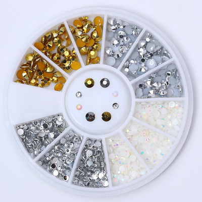 Nagu Rhinestone Mazas neregulāras krelles jauktu krāsu akmens manikīrs 3D nagu mākslas rotājumi uz riteņu nagiem aksesuāri manikīrs