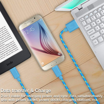 1m/2m/3m найлонов плетен микро USB кабел за синхронизиране на данни USB кабел за зарядно за Samsung Huawei Xiaomi HTC Android телефон USB микро кабели