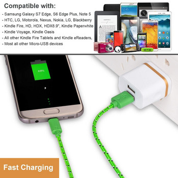 1m/2m/3m Nylon Braided Cable Micro USB Cable USB Charger USB Sync για Καλώδια USB Micro USB τηλεφώνου Samsung Huawei Xiaomi HTC