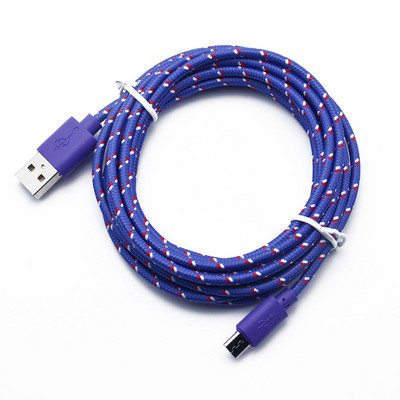 1m/2m/3m nailonist punutud mikro-USB-kaabel Andmesünkrooni USB-laadija kaabel Samsungi Huawei Xiaomi HTC Android-telefoni USB-mikrokaablite jaoks