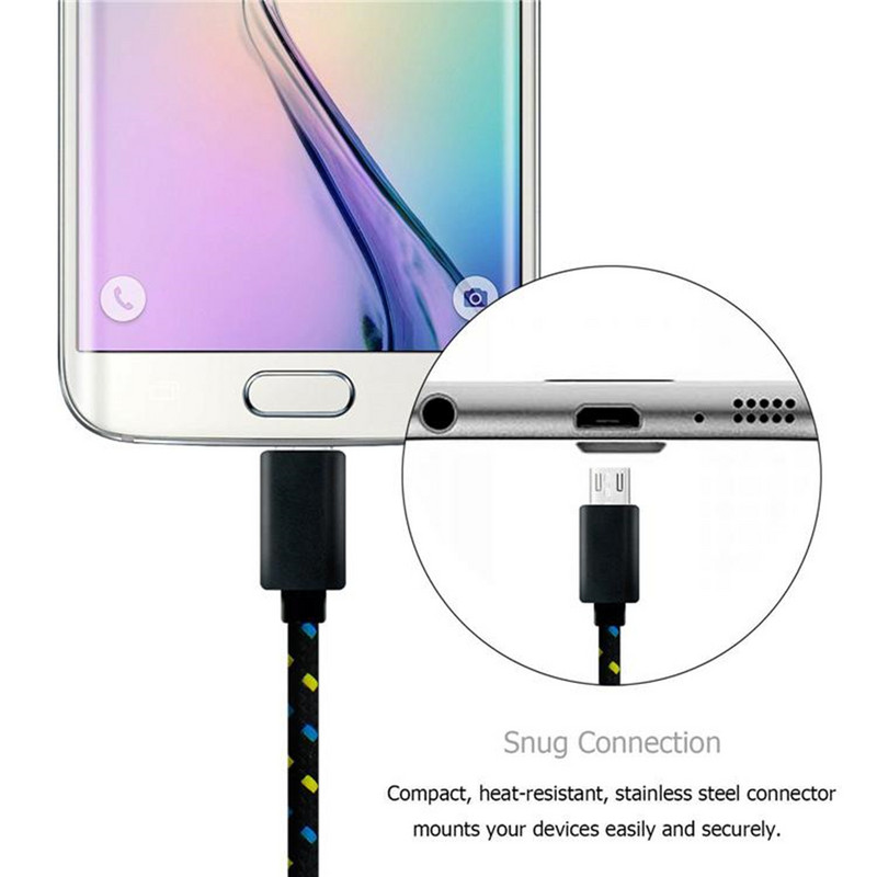 Cablu micro USB împletit din nailon 1m/2m/3m Cablu de încărcare USB pentru sincronizare de date pentru Samsung Huawei Xiaomi HTC Android Telefon Micro Cabluri USB