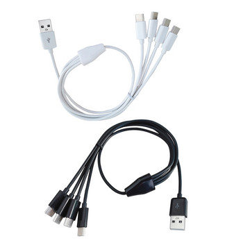 Мулти 4 в 1 USB C Дълъг кабел за зарядно устройство Кабел за зареждане Множество портове Кабел за зареждане тип C Конектор за мобилни телефони