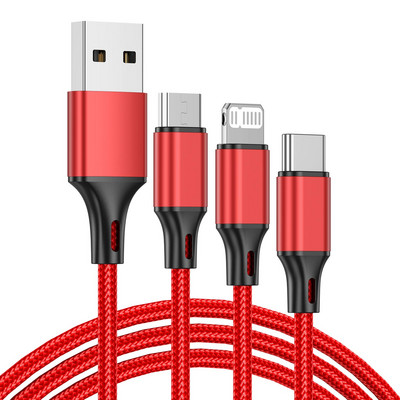 Cablu USB 3 în 1 3A tip C Micro telefon mobil Cablu multiplu de încărcare rapidă pentru iPhone 14 13 Pro Max Xiaomi 12 POCO Samsung Realme