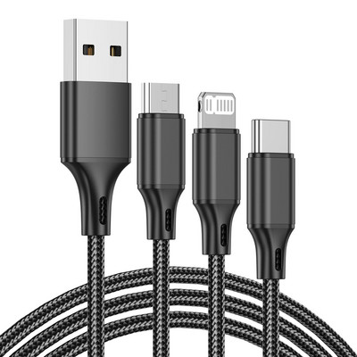 Cablu USB 3 în 1 3A tip C Micro telefon mobil Cablu multiplu de încărcare rapidă pentru iPhone 14 13 Pro Max Xiaomi 12 POCO Samsung Realme