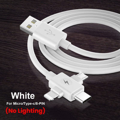 Cablu USB luminos cu flux 3 în 1 pentru Samsung LED Kable USB la Micro USB/Tip C/Fir pentru încărcător cu 8 pini pentru iPhone 14 13 Pro Xiaomi