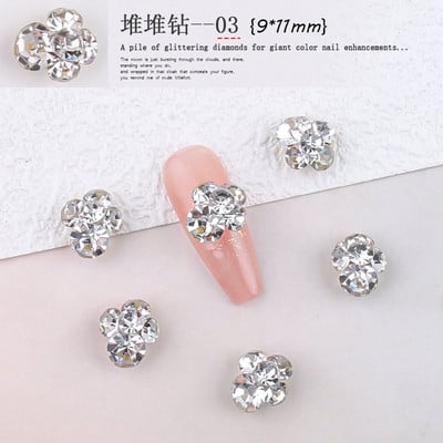 10PC Aliaj Fluture Zircon Nail Art Strass 3D Aur Argintiu Diamante strălucitoare Nail ART Geme Fluturi Cristal Accesoriu pentru manichiură