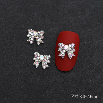 10PC Aliaj Fluture Zircon Nail Art Strass 3D Aur Argintiu Diamante strălucitoare Nail ART Geme Fluturi Cristal Accesoriu pentru manichiură