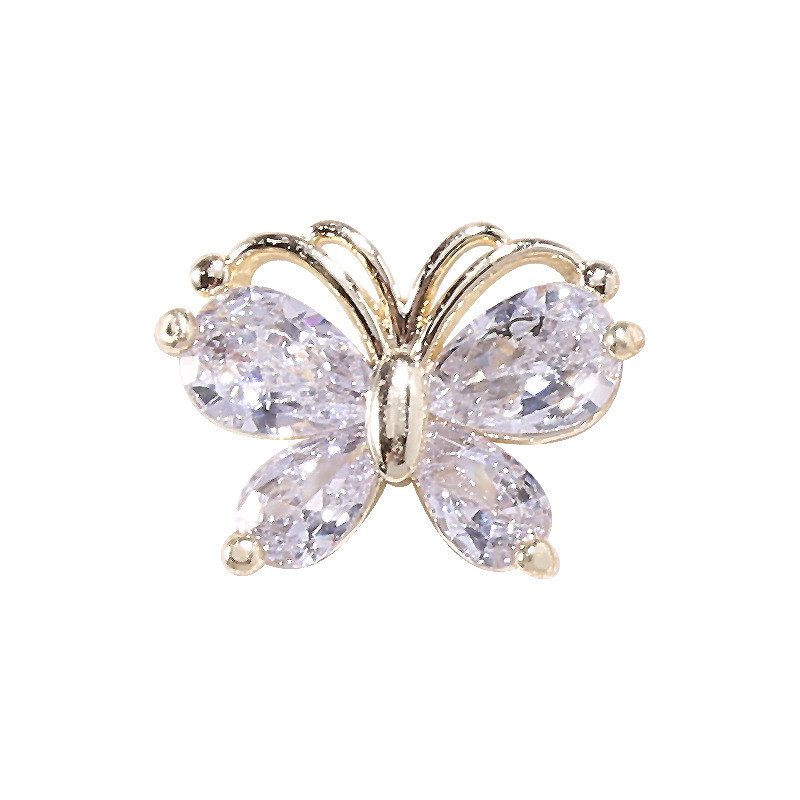 10PC Aliaj Fluture Zircon Nail Art Strass 3D Aur Argintiu Diamante strălucitoare Nail ART Geme Fluturi Cristal Accesoriu pentru manichiură