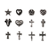 20 de bucăți Mini din aliaj Croce Nail Art Charm 3D Mic Cromat Argint Antic Inimă Decorare unghii Bijuterii Design Punk Accesorii pentru unghii