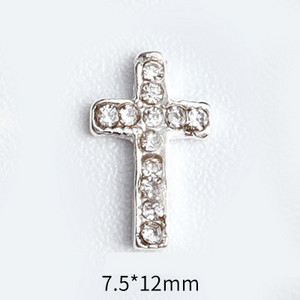 20 de bucăți Mini din aliaj Croce Nail Art Charm 3D Mic Cromat Argint Antic Inimă Decorare unghii Bijuterii Design Punk Accesorii pentru unghii