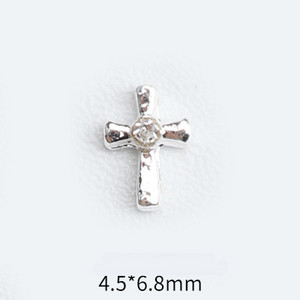 20 de bucăți Mini din aliaj Croce Nail Art Charm 3D Mic Cromat Argint Antic Inimă Decorare unghii Bijuterii Design Punk Accesorii pentru unghii