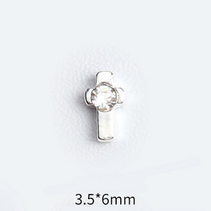 20 de bucăți Mini din aliaj Croce Nail Art Charm 3D Mic Cromat Argint Antic Inimă Decorare unghii Bijuterii Design Punk Accesorii pentru unghii