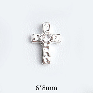 20 de bucăți Mini din aliaj Croce Nail Art Charm 3D Mic Cromat Argint Antic Inimă Decorare unghii Bijuterii Design Punk Accesorii pentru unghii