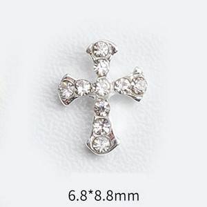 20 de bucăți Mini din aliaj Croce Nail Art Charm 3D Mic Cromat Argint Antic Inimă Decorare unghii Bijuterii Design Punk Accesorii pentru unghii