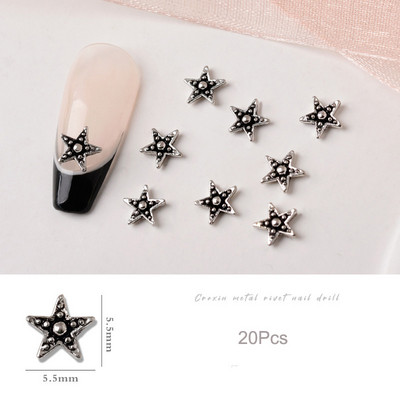 20 de bucăți Mini din aliaj Croce Nail Art Charm 3D Mic Cromat Argint Antic Inimă Decorare unghii Bijuterii Design Punk Accesorii pentru unghii