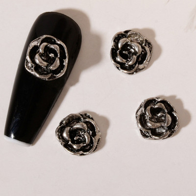 20 de bucăți Mini din aliaj Croce Nail Art Charm 3D Mic Cromat Argint Antic Inimă Decorare unghii Bijuterii Design Punk Accesorii pentru unghii