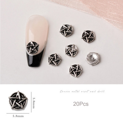 20 de bucăți Mini din aliaj Croce Nail Art Charm 3D Mic Cromat Argint Antic Inimă Decorare unghii Bijuterii Design Punk Accesorii pentru unghii