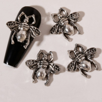 20 de bucăți Mini din aliaj Croce Nail Art Charm 3D Mic Cromat Argint Antic Inimă Decorare unghii Bijuterii Design Punk Accesorii pentru unghii