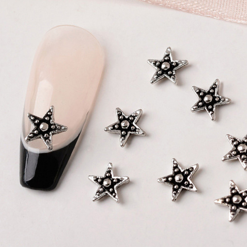 20 de bucăți Mini din aliaj Croce Nail Art Charm 3D Mic Cromat Argint Antic Inimă Decorare unghii Bijuterii Design Punk Accesorii pentru unghii