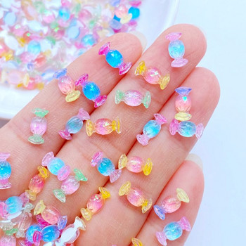 50 бр. 3D смола за нокти Сладки мини цветни бонбони Части за нокти Аксесоари Kawaii Направи си сам декорация за нокти