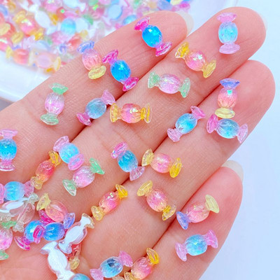 50db 3D gyanta köröm aranyos mini színes cukorka köröm alkatrészek kiegészítők Kawaii DIY körömdíszítés