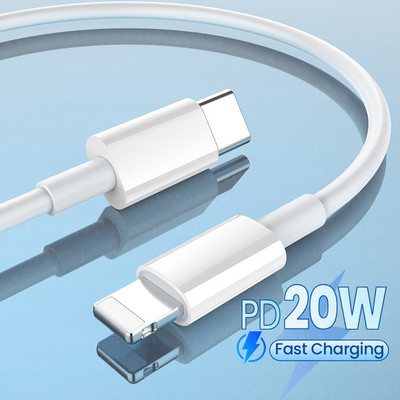 PD 20 W USB C kabelis iPhone C tipam līdz 8 pin tālruņa lādētāja kabelis TPE Quick 2.4A ātrās uzlādes vads iPhone 14 13 12 Pro Max.