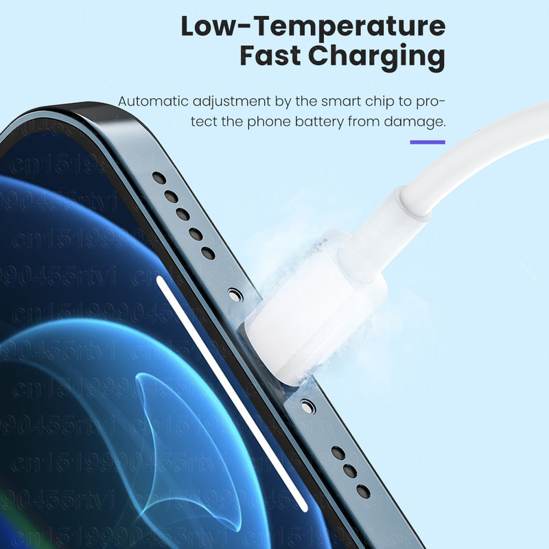 PD 20W USB C laidas, skirtas iPhone C tipo iki 8 kontaktų telefono įkroviklio kabelis TPE Quick 2.4A greito įkrovimo laidas skirtas iPhone 14 13 12 Pro Max