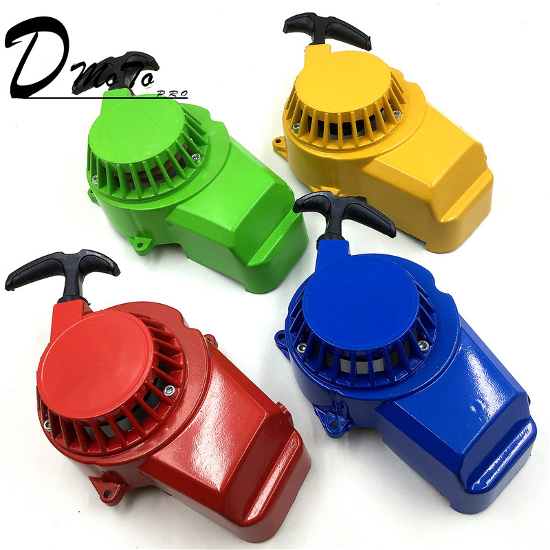 Alumiiniumist tõmbekäivituskäivitusosa 2-taktilise 47-kuubikulise 49-kuubikulise mootoriga taskurattale, mini-moto Dirt Kids neljarattalise neljarattalise ATV-le