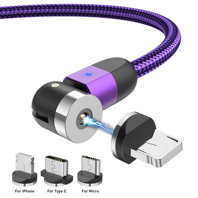Lovebay 2M mágneses USB kábel Micro usb C típusú töltő Mobiltelefon kábel kábel 360º+180º forgású gyorstöltés iPhone 11-hez