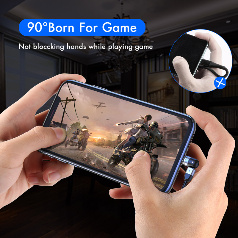 „Lovebay 2M“ magnetinis USB kabelis „Micro usb Type C“ įkroviklis Mobiliojo telefono laidas 360º+180º sukimosi greitas įkrovimas, skirtas iPhone 11