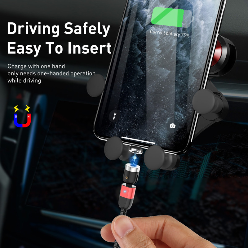 „Lovebay 2M“ magnetinis USB kabelis „Micro usb Type C“ įkroviklis Mobiliojo telefono laidas 360º+180º sukimosi greitas įkrovimas, skirtas iPhone 11