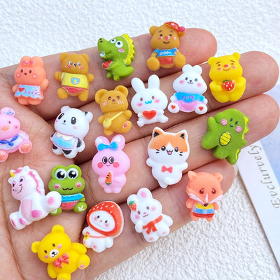 20gab 3D sveķu nags Cute mini multfilmu dzīvnieku dinozauru, trušu, kaķu sērija Nagu daļas Aksesuāri Kawaii DIY nagu mākslas dekorēšana