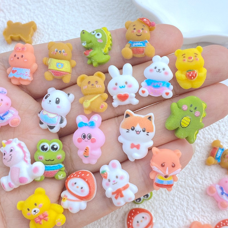 20 buc 3D rășină unghii drăguț mini dinozaur animal din desene animate, iepure, serie pisică piese de unghii accesorii Kawaii DIY decorare pentru unghii