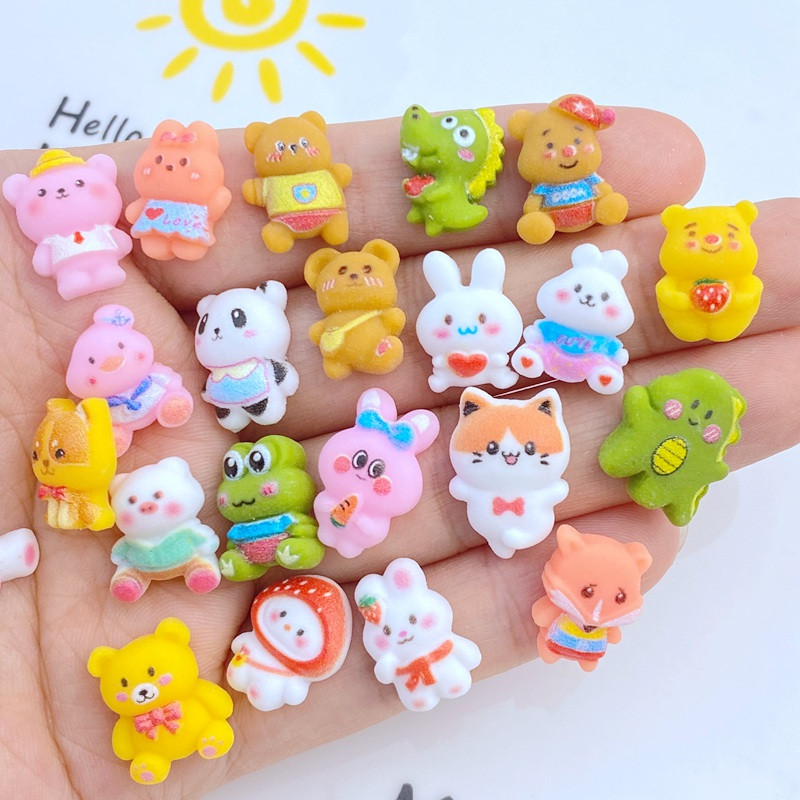 20 buc 3D rășină unghii drăguț mini dinozaur animal din desene animate, iepure, serie pisică piese de unghii accesorii Kawaii DIY decorare pentru unghii